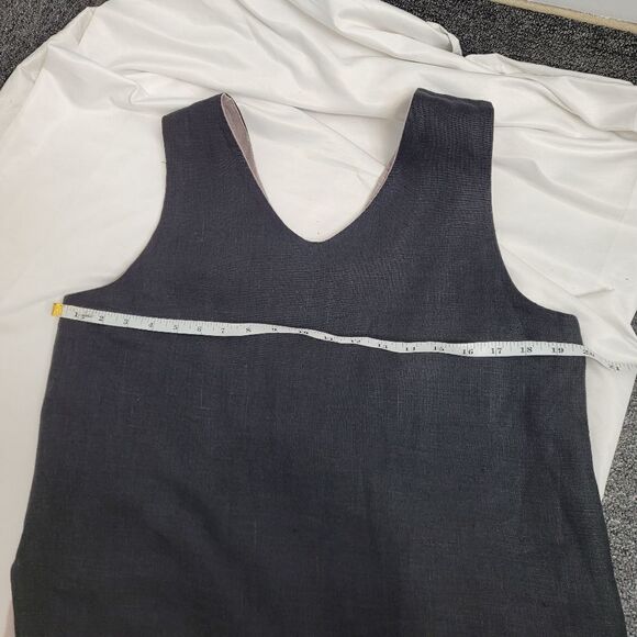 LINEN reversible dress black and gray sleeveless ankle lagenlook maxi S - Picture 7 of 9